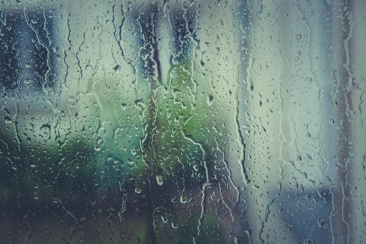 rain from outside of window