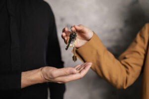 handing over keys to rental property